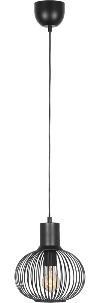 Kleine Pendelleuchte GILA mit Gitter Lampenschirm Schwarz, Ø 23cm Bild 1