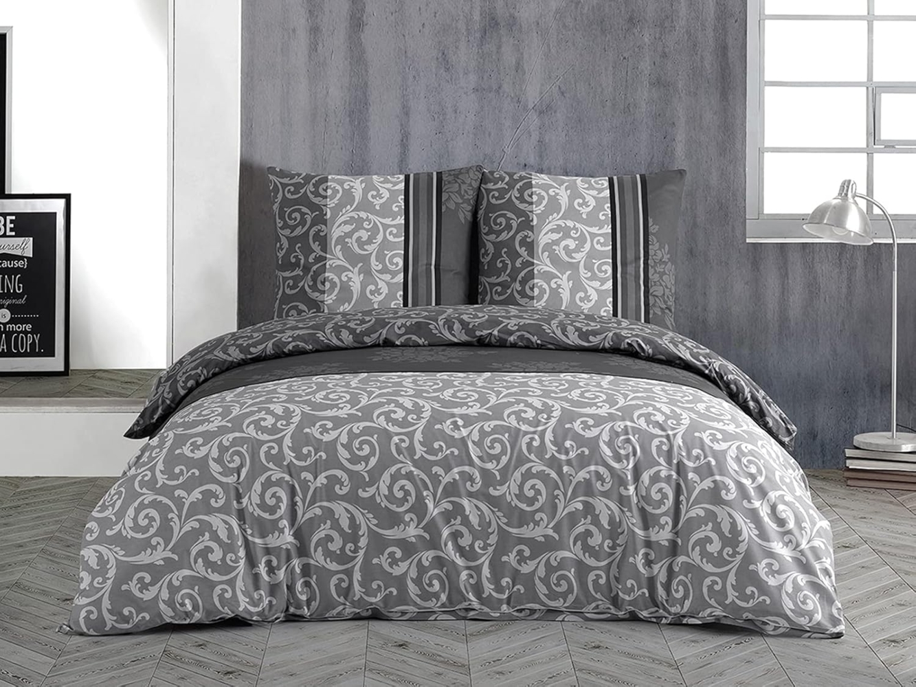 CLASS HOME COLLECTION Bettwäsche Renforce Bettbezug 135x200 155x200 200x200 200x220 Natura Grau, 100% Baumwolle, 3 teilig, 100% Baumwolle, angenehmes Hautgefühl, natur, ornamente, geblümt Bild 1