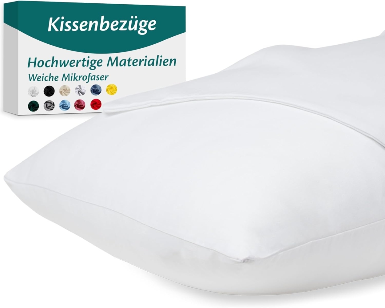 Kissenbezug 40x70 Mikrofaser Premium 2er Set Kissenhülle Deko für Kissen Bett/Sofa Stoff Superweicher Resistent Hypoallergen Anti-Milben Atmungsaktiv Kopfkissenbezug mit Verdecktem Zip Voll Waschbar Bild 1