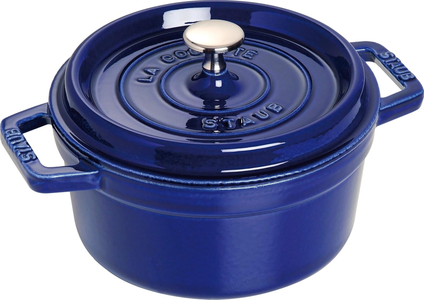 STAUB Gusseisen Bräter/Cocotte, Rund 20 cm, 2,24 L, Aromaregen Funktion, Für alle Herdarten geeignet, Dunkelblau Bild 1