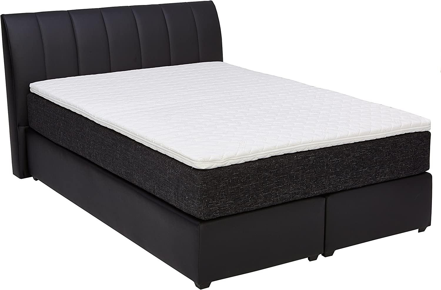 Maintal Boxspringbett Vanilla, 140 x 200 cm, Strukturstoff, 7-Zonen-Kaltschaum Matratze H3, schwarz Bild 1