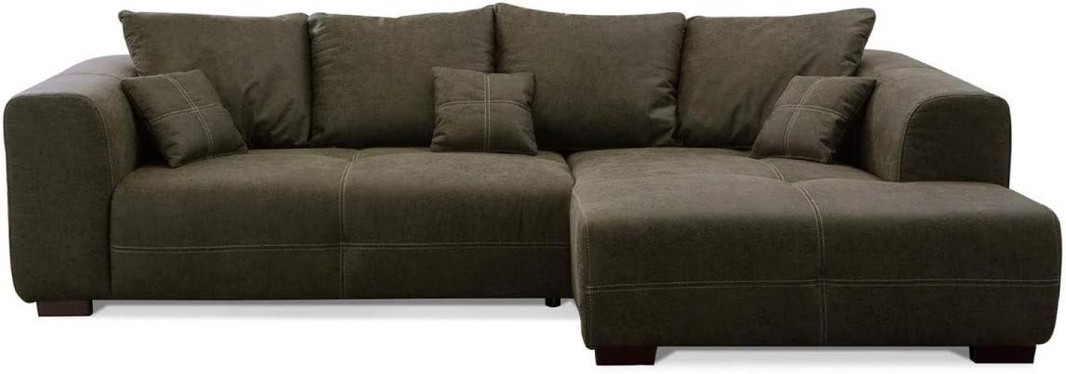 CAVADORE Ecksofa Mavericco inkl. Kissen / XXL-Eckcouch im modernen Design / Longchair rechts / 285 x 69 x 170 / Lederoptik dunkelgrün Bild 1