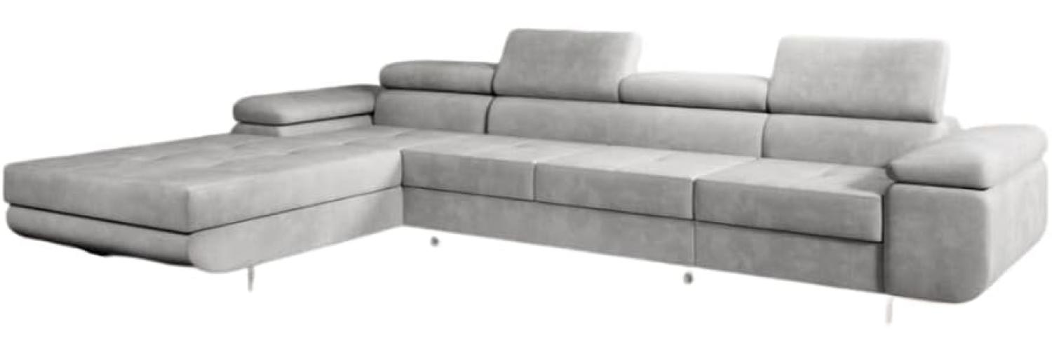 Designer Sofa Calvera Maxi mit Schlaf- und Klappfunktion (Samt) Hellgrau Links Bild 1