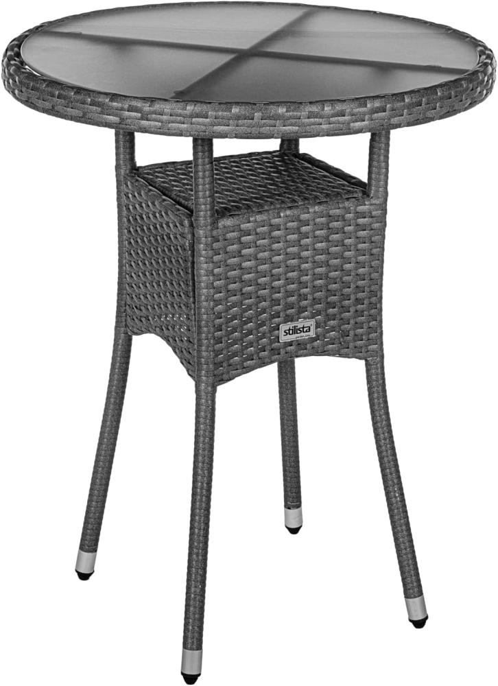 STILISTA® Beistelltisch Polyrattan rund 60 cm, grau Bild 1