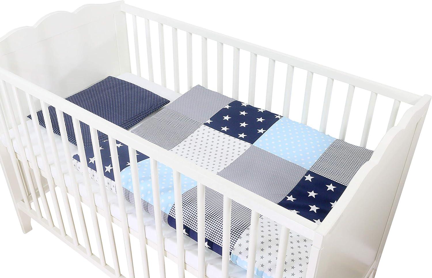 Ullenboom Baby Bettwäsche-Set Blau Hellblau Grau 80x80 cm + 35x40 cm Bild 1