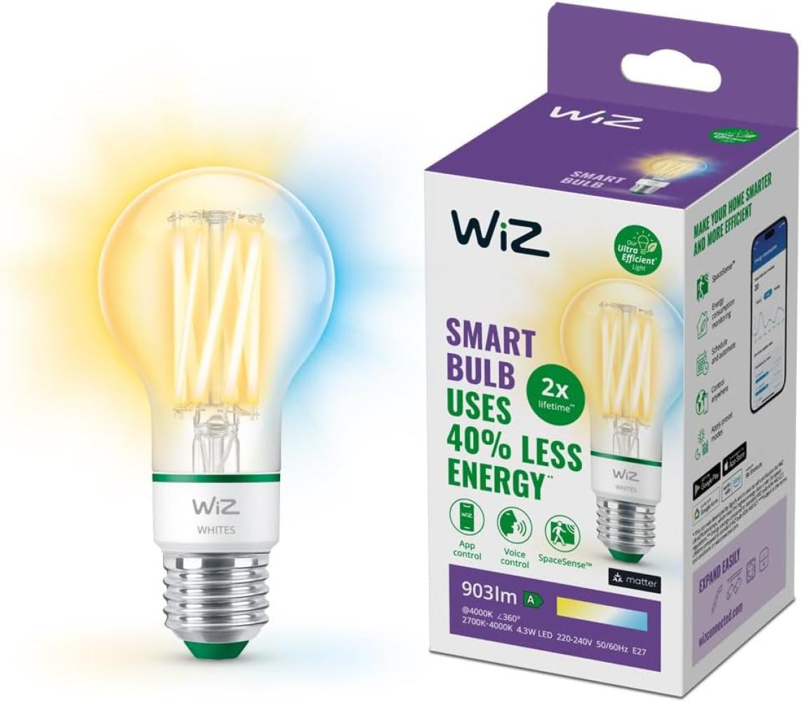 WiZ White 60W E27 A60 Standard Filament clear Tunable Einzelp. Bild 1