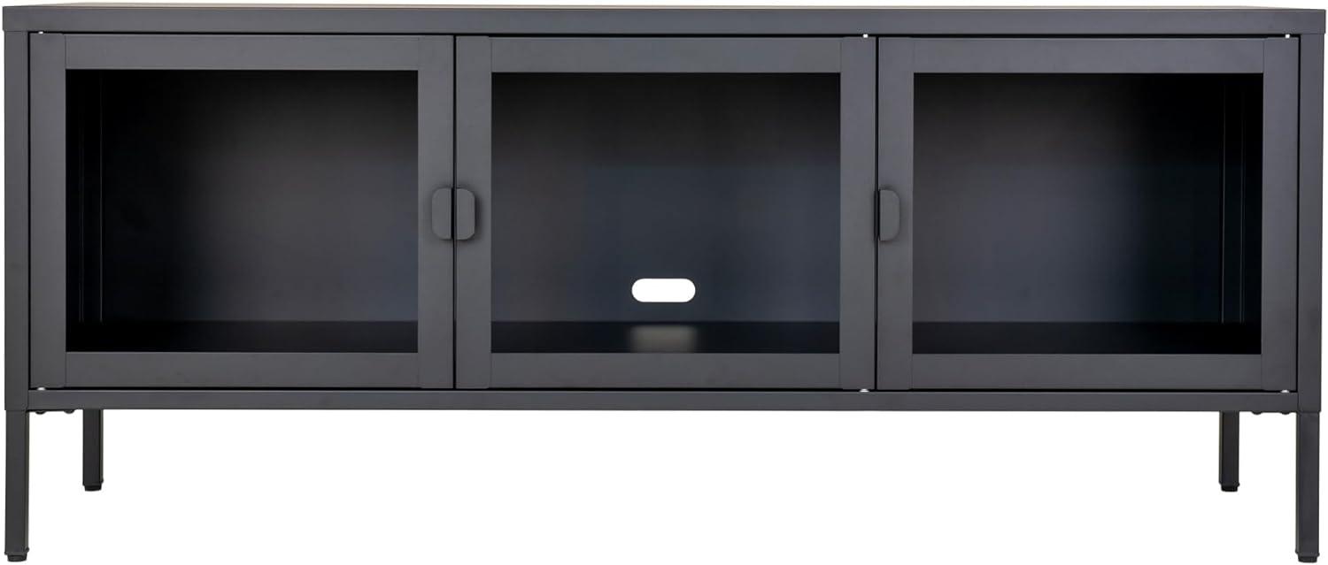 Vitrine >Brisbane< in Schwarz mit Glas aus Stahl, Glas - 140x85x40cm (BxHxT) Bild 1