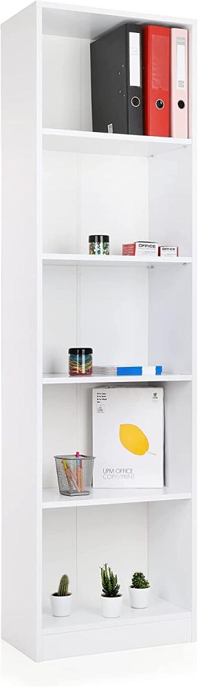 ADGO R50 Bücherregal mit Fächern 50x30x181 cm, Schmaler Schrank, Offenes Standregal, Büroregal, Regal Schranke, Ordnerregal, Aktenregal, Büromöbel Büro Möbel, Wandregal, Raumteiler (Weiß) Bild 1