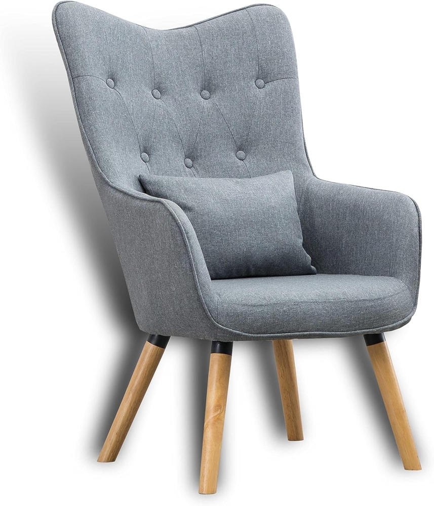 Fernsehsessel Relaxsessel Sessel mit Kissen Lese Stoff Polsterstuhl Grau Bild 1