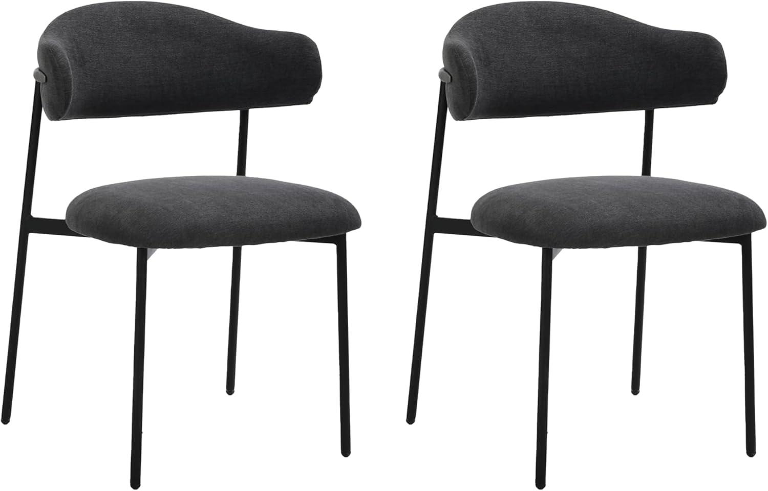 byLIVING Esszimmerstuhl 2er Set Jersey/Webstoff dunkelgrau/Gestell Metall schwarz / 4-Fuß-Stuhl/Küchenstuhl/Polsterstuhl/B 58, H 78, T 54,5 cm Bild 1