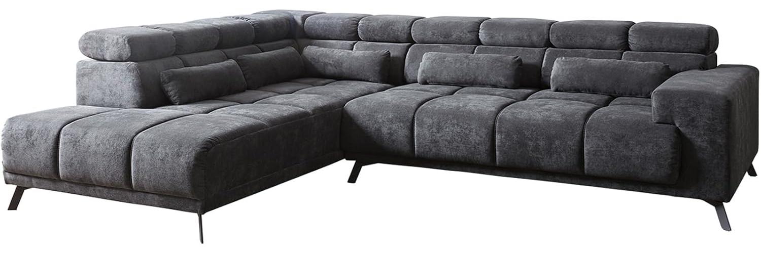 Ecksofa Catan 295x230 Mikrofaser Anthrazit Ottomane links inkl. elektrischer Sitztiefenverstellung Bild 1