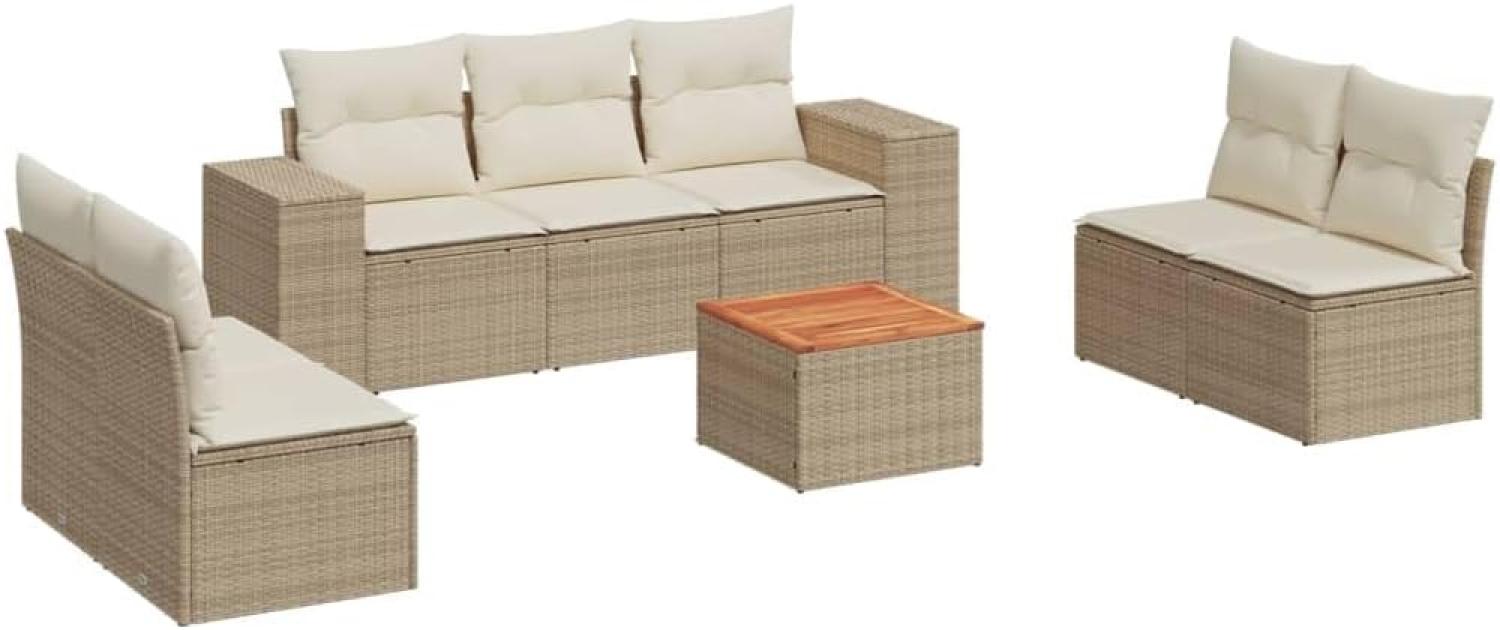 vidaXL 8-tlg. Garten-Sofagarnitur mit Kissen Beige Poly Rattan 3225400 Bild 1