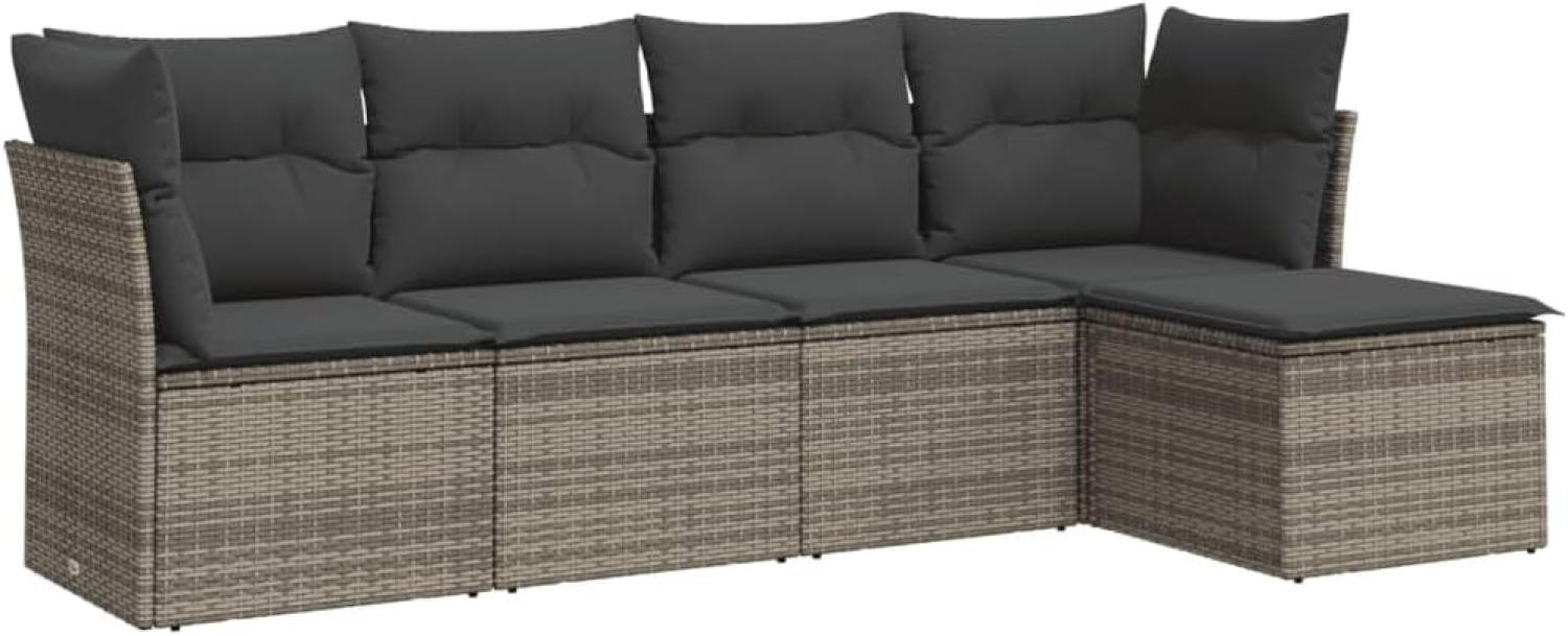 vidaXL 5-tlg. Garten-Sofagarnitur mit Kissen Grau Poly Rattan 3217560 Bild 1