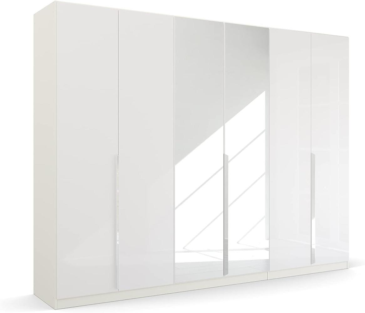 Kleiderschrank Drehtürenschrank Glamour | 6-türig | mit Spiegeltüren | weiß Hochglanz / alpinweiß | 271x210 Bild 1