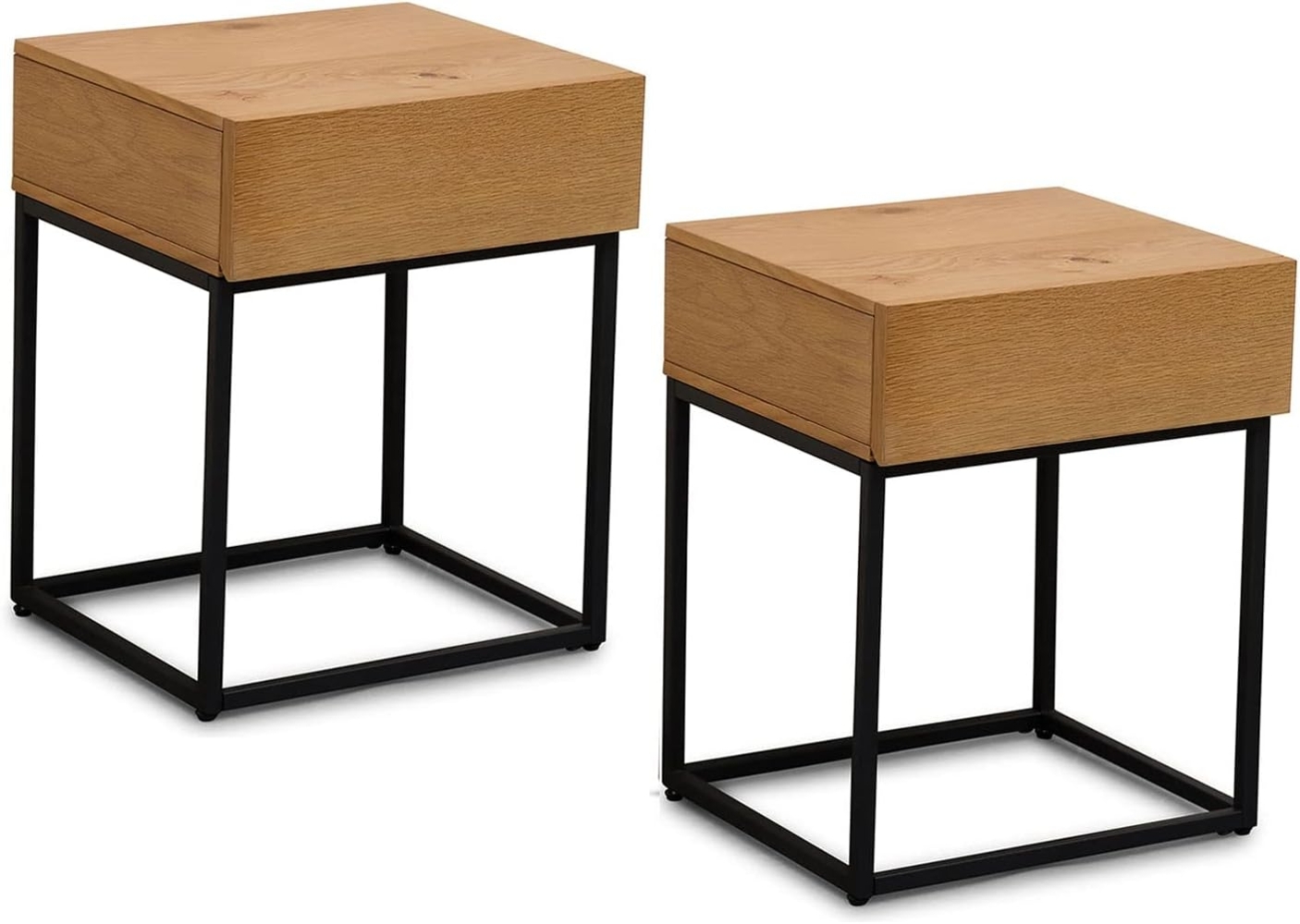 Terra Home Beistelltisch Nachttisch Lykke mit Schublade, 2er Set - Braun-Schwarz, Holz, 40 x 35 x 5, mit Schublade Bild 1