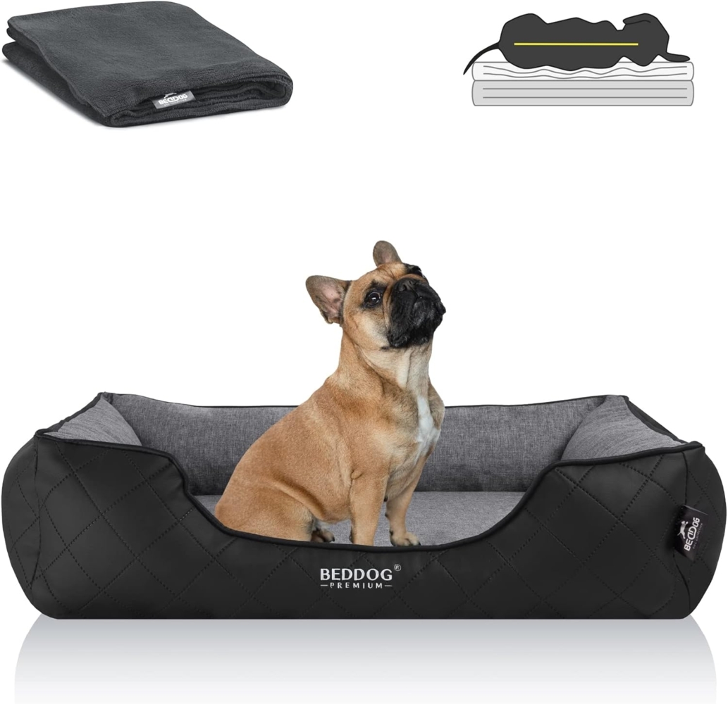 BedDog PREMIUM Orthopädisches Hundebett WUFFI, Memory Foam, mit abnehmbaren Bezug THE-ROCK (schwarz/grau), L Bild 1