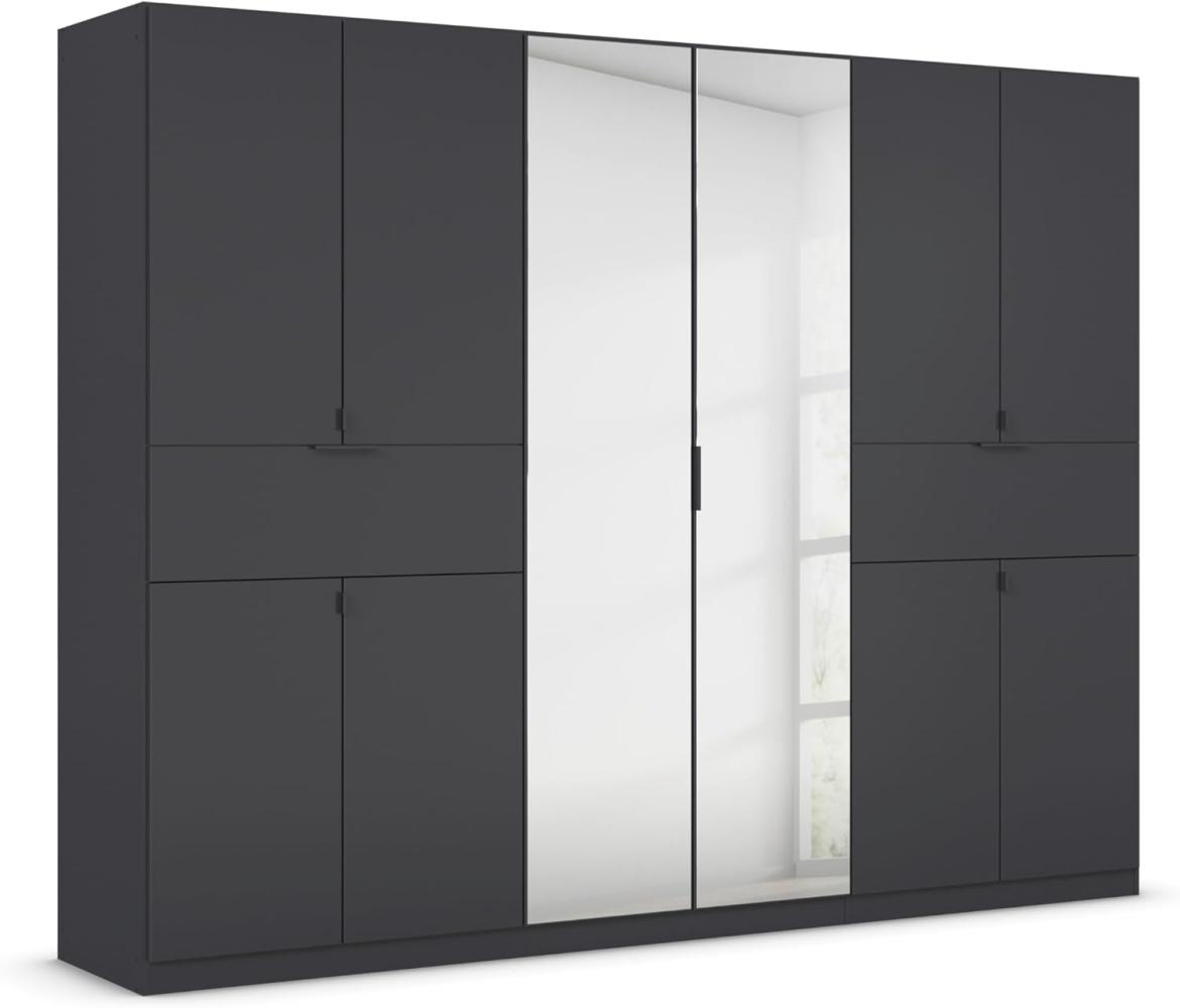 rauch Kleiderschrank, Drehtürenschrank TICAO, 10-türig, 2 Spiegeltüren, 2 Schubkästen, inkl. Türdämpferset, Grau metallic, 271x210x54cm Bild 1