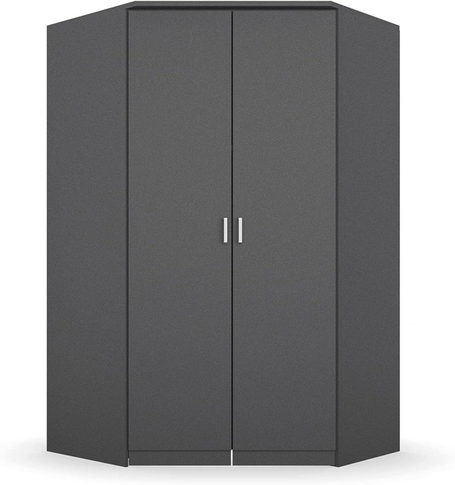 Rauch Möbel Bremen Eckschrank Kleiderschrank Schrank in Grau Metallic 2-türig inklusive Zubehörpaket Basic 1 Kleiderstange, 9 Einlegeböden BxHxT 117x199x117 cm Bild 1