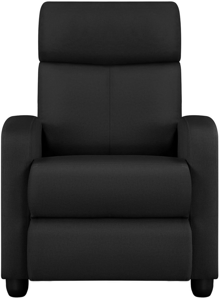 Yaheetech Relaxsessel Fernsehsessel Einzelsofa Ruhesessel mit Verstellbarer Beinablage Liegesessel aus Leinenstoff Schwarz Bild 1