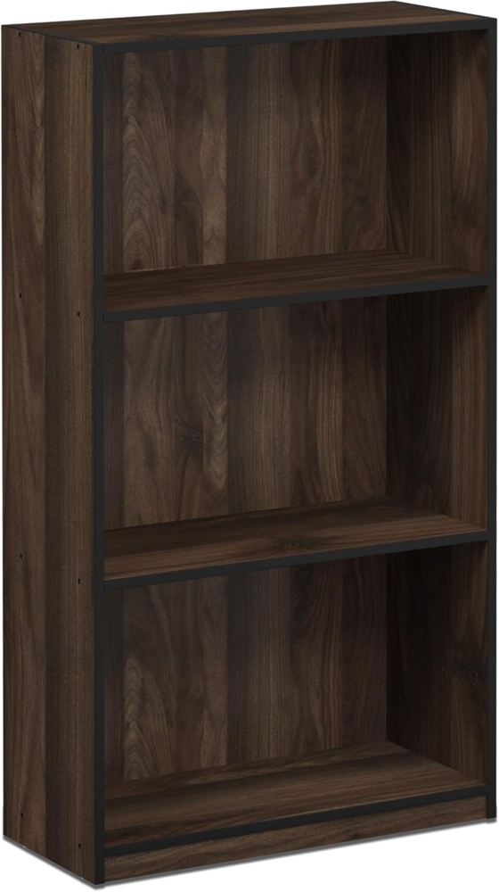 Furinno Basic Bücherregal mit 3 Fächern, Aufbewahrungsregal, Holz, Columbia Walnut/Schwarz, 23. 5x55. 25x100. 33 cm Bild 1