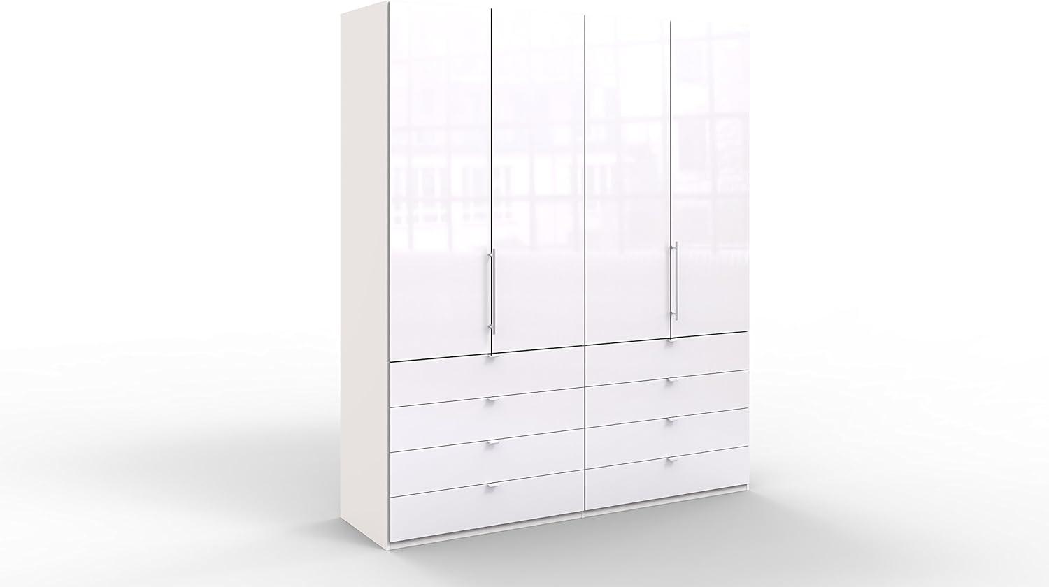 WIEMANN Loft Kleiderschrank, Schlafzimmerschrank, Gleittürenschrank, Drehtürenschrank, mit Schubladen, Glas, weiß, B/H/T 200 x 236 x 58 cm Bild 1