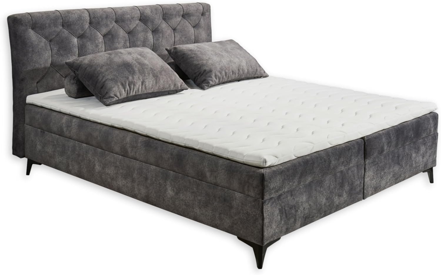 Stella Trading Miami 1 Boxbett 160x200, Anthrazit - Bequemes Doppelbett mit hochwertigem 4-Gang-Bonell-Federkern & Komfortschaum Topper - 162 x 109 x 210 cm (B/H/T) Bild 1