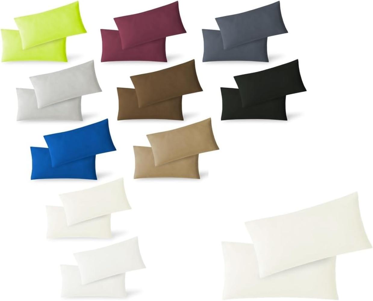 Jersey Kissenbezug, 2er Set, Baumwolle, Natur, 40x80 cm Bild 1