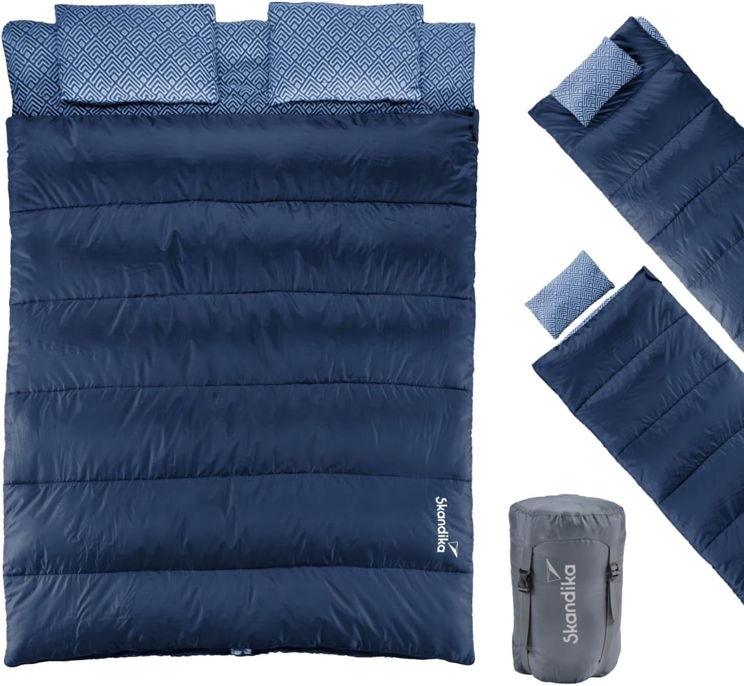 Skandika Doppeldeckenschlafsack Iceland Double, Doppelschlafsack Outdoor für Erwachsene, mit Flanell, 3 Jahreszeiten, 220x150 cm, Einzelschlafsack, Camping Schlafsäcke Bild 1