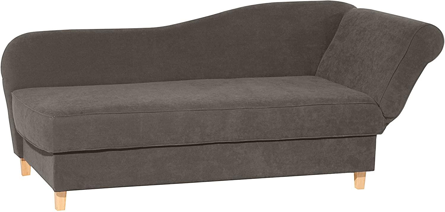 Selma Recamiere mit Armteil rechts klappbar Veloursstoff Stein Buche Natur Bild 1