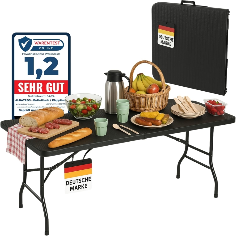  Albatros Klapptisch Buffettisch, Schwarz Bild 1