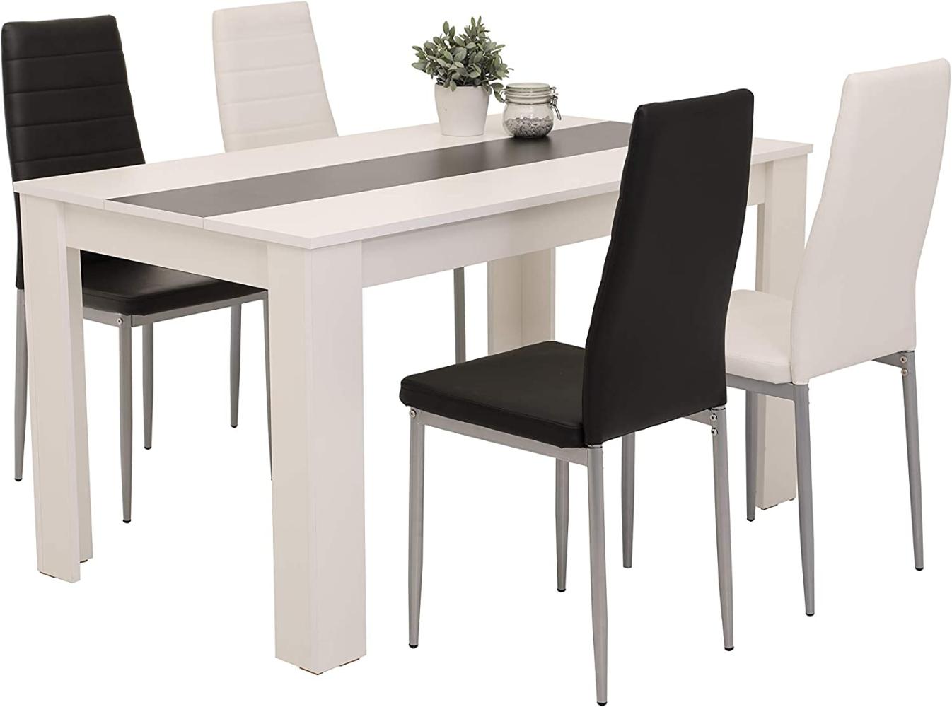 'Helene' 5-teilige Essgruppe mit Wendeplatte, schwarz/weiß Bild 1