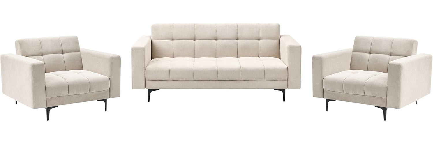 5-Sitzer Sofa Set Stoff beige Schlaffunktion ALNES Bild 1