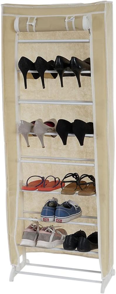 Schuhschrank Campingschrank Faltschrank Stoff 140x52x18cm creme Bild 1