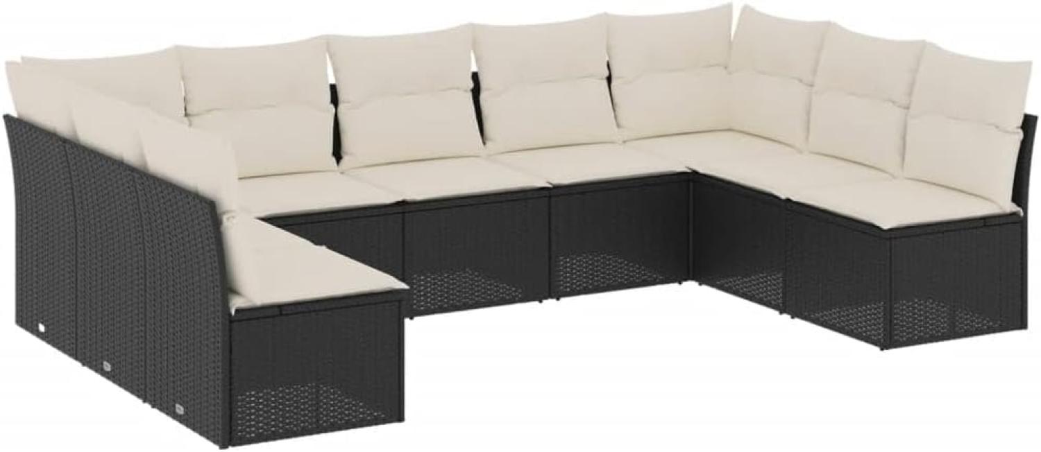 vidaXL 9-tlg. Garten-Sofagarnitur mit Kissen Schwarz Poly Rattan 3249905 Bild 1