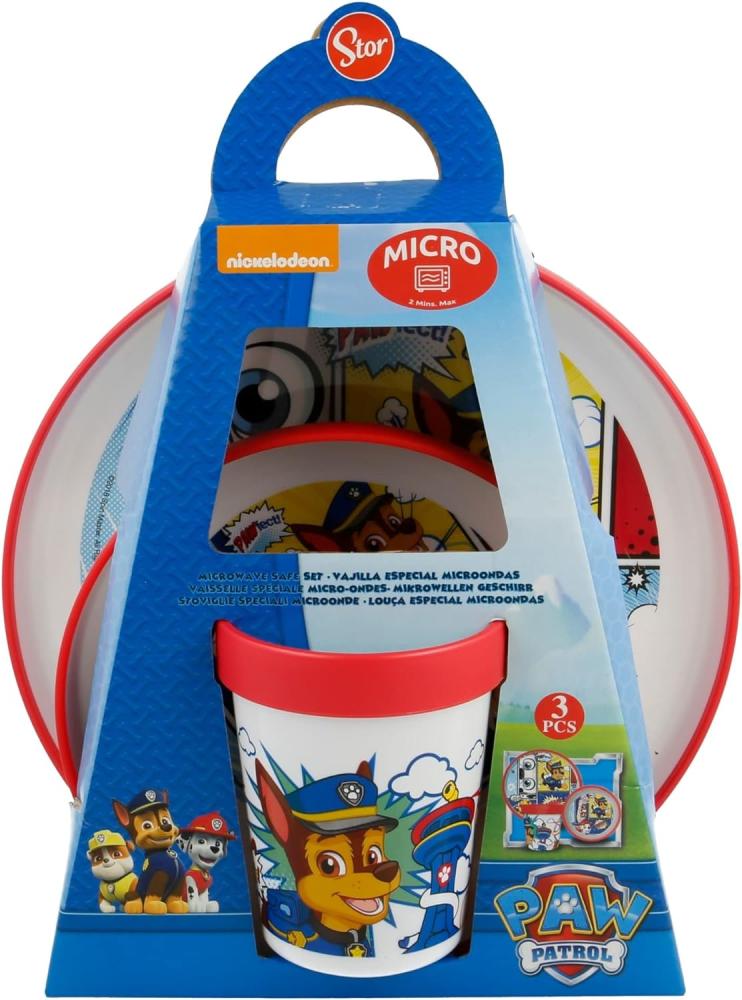 Paw Patrol Geschirr-Set 3-tlg. für Mikrowelle geeignet Teller Schale & Becher Bild 1