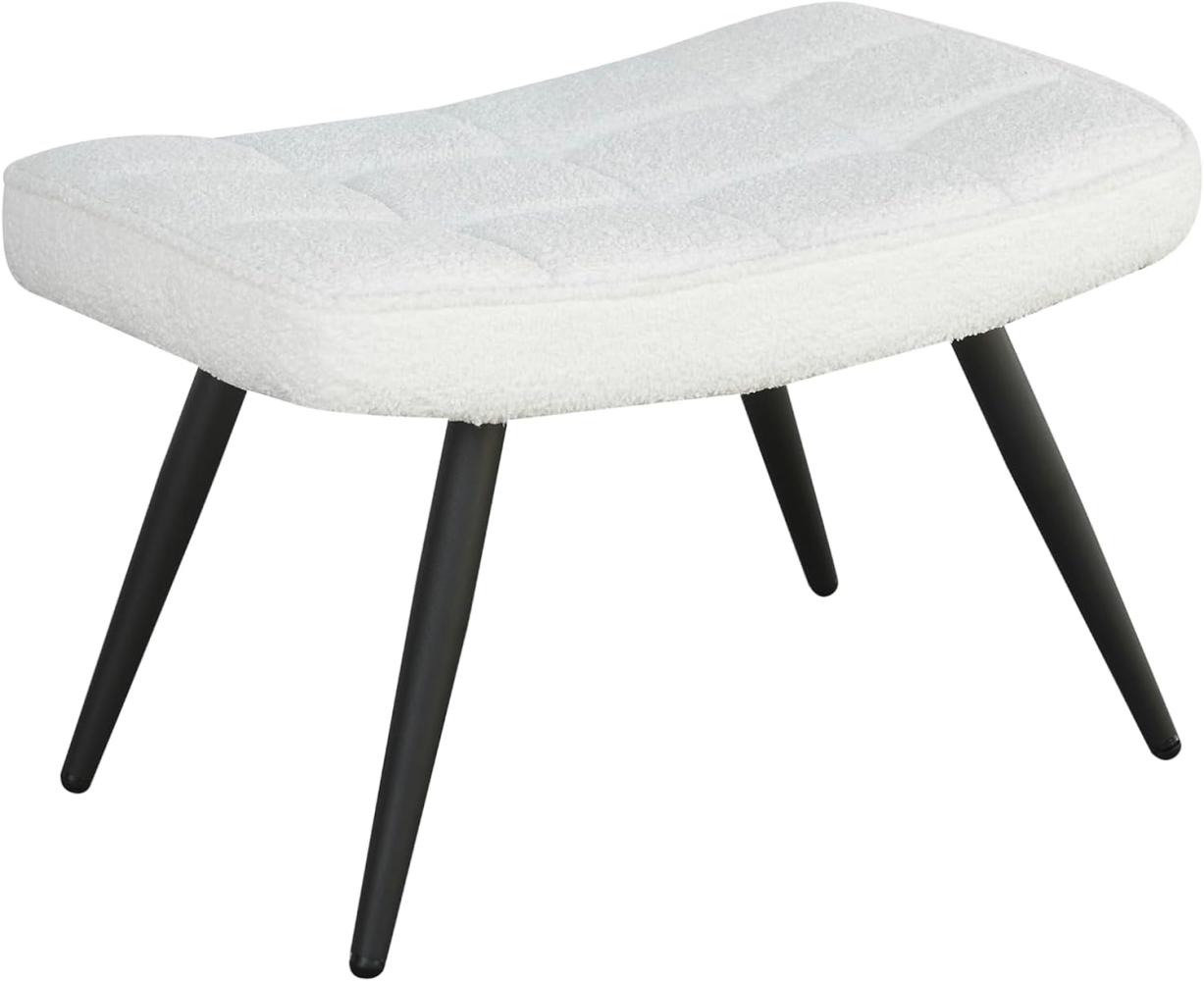 byLIVING Hocker Uta / Bouclé off white / Gestell schwarz pulverbeschichtet / Fuß-Ablage / Sitzhocker / B 60, H 39, T 41 cm Bild 1