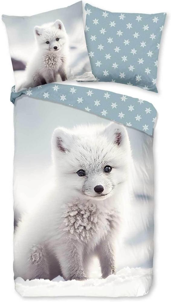 Traumschlaf Flanell Bettwäsche Polarfuchs|135x200 cm + 80x80 cm Bild 1