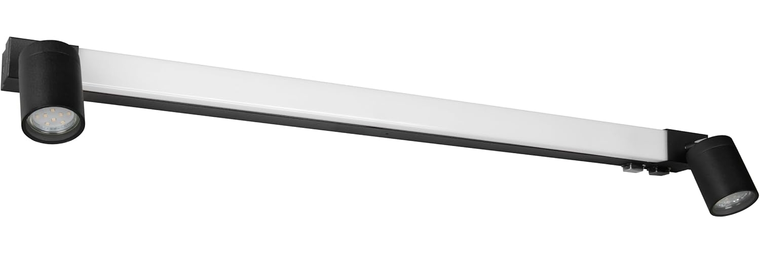 LED Bad Spiegelleuchte ENRICO mit 2 Strahlern & Schalter, Schwarz B: 90cm Bild 1