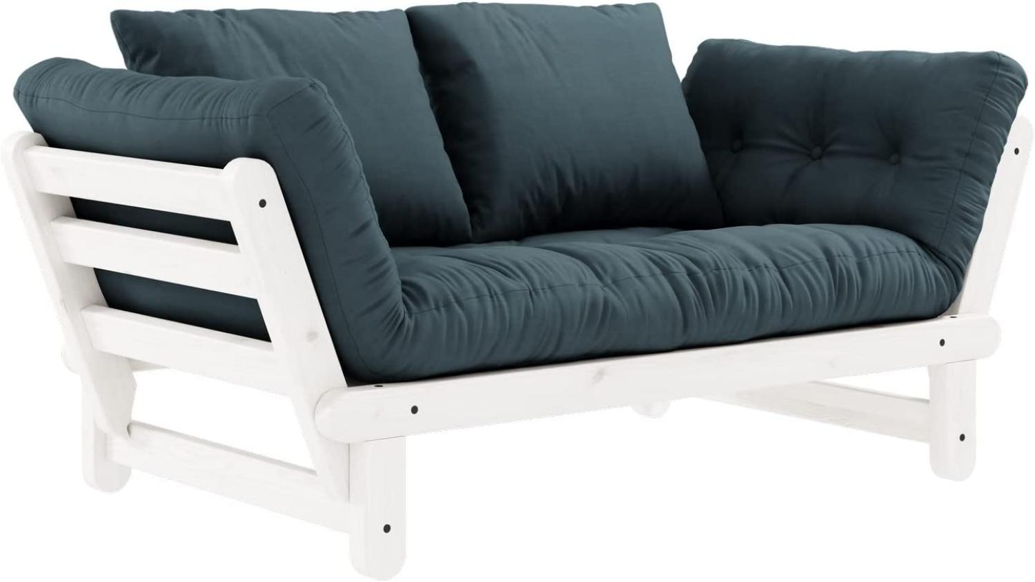 KARUP DESIGN Futonsofa BEAT Gestell Weiß Matratze Petrol Blue Bild 1