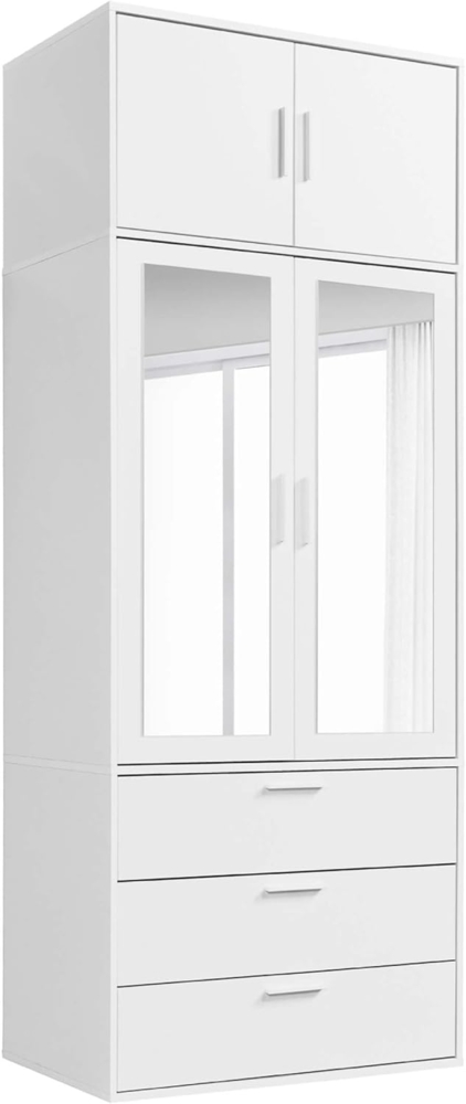 mokebo Kleiderschrank Der Grenzenlose (2-Türig & 3 Schubladen) mit Spiegeltüren, Schrank oder Garderobenschrank mit Spiegel in Weiß Bild 1