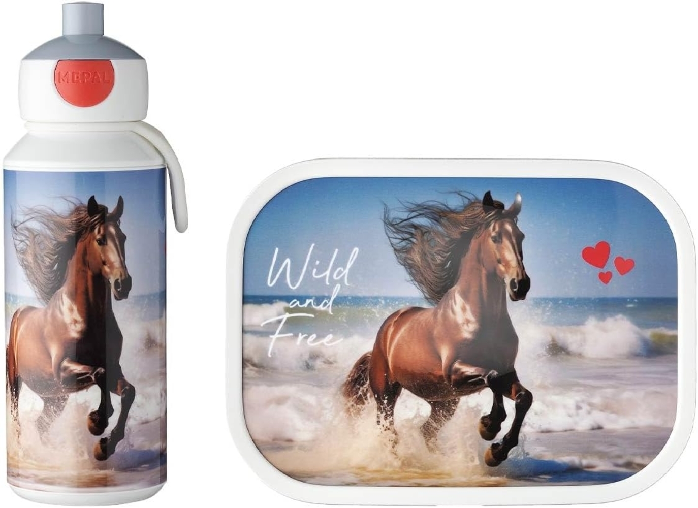 Mepal 'Campus' Lunch-Set mit Pop-up Trinkflasche & Lunch Box, Kunststoff Wild Horse, 400 ml / 750 ml Bild 1