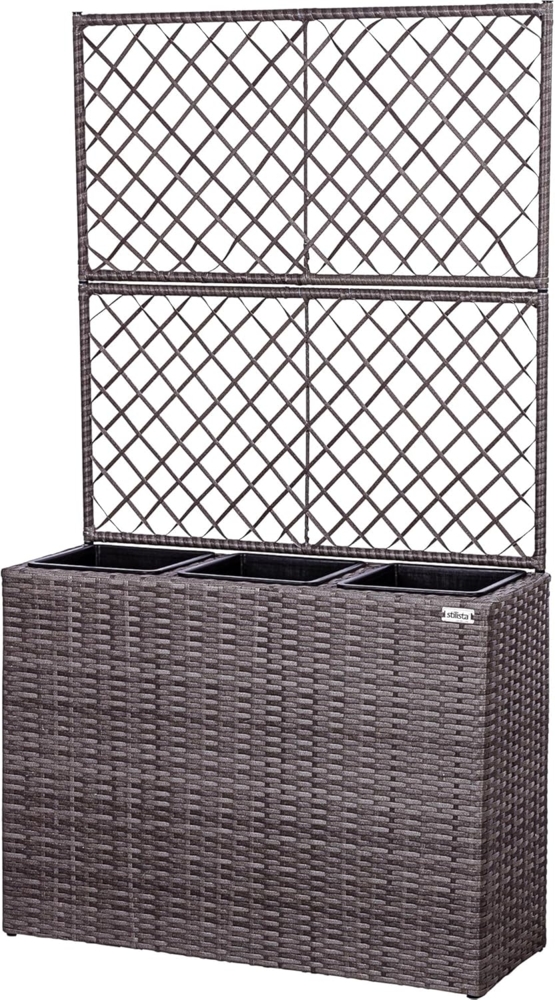 STILISTA Pflanzkübel Polyrattan Pflanzkasten Blumentopf Blumenkasten, 130 x 84 x 29 cm, 3 herausnehmbare Innentöpfe, Rankgitter, Farbwahl Bild 1