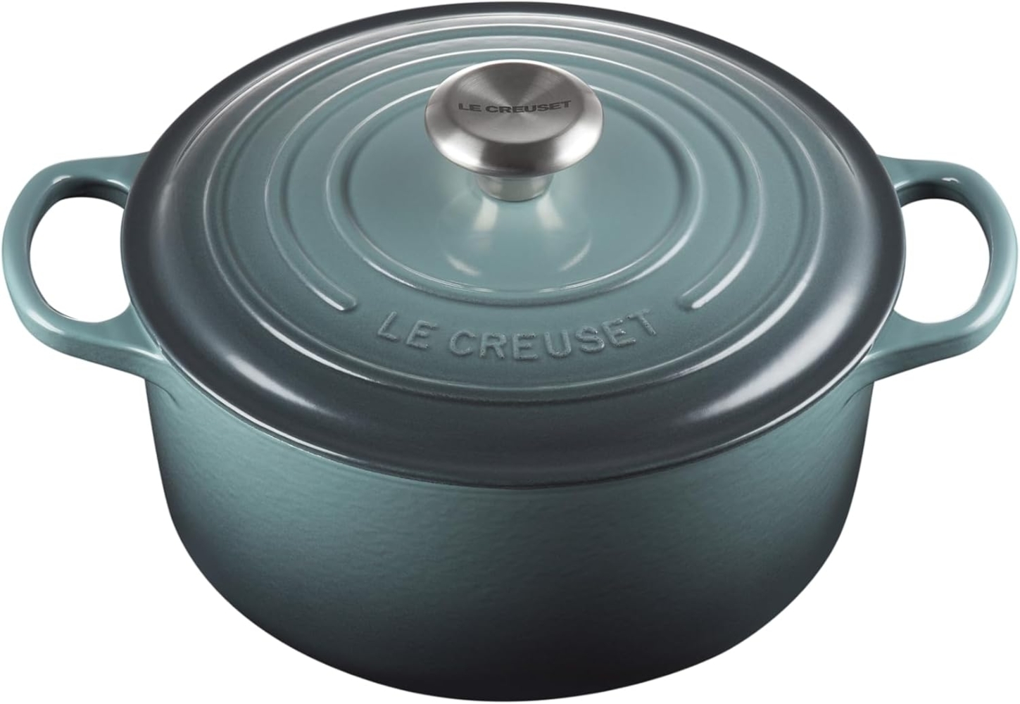 Le Creuset Signature Gusseisen-Bräter mit Deckel, Ø 24 cm, Rund, Für alle Herdarten und Induktion geeignet, Volumen: 4,2 l, 4,305 kg, Ocean, 21177243602430 Bild 1