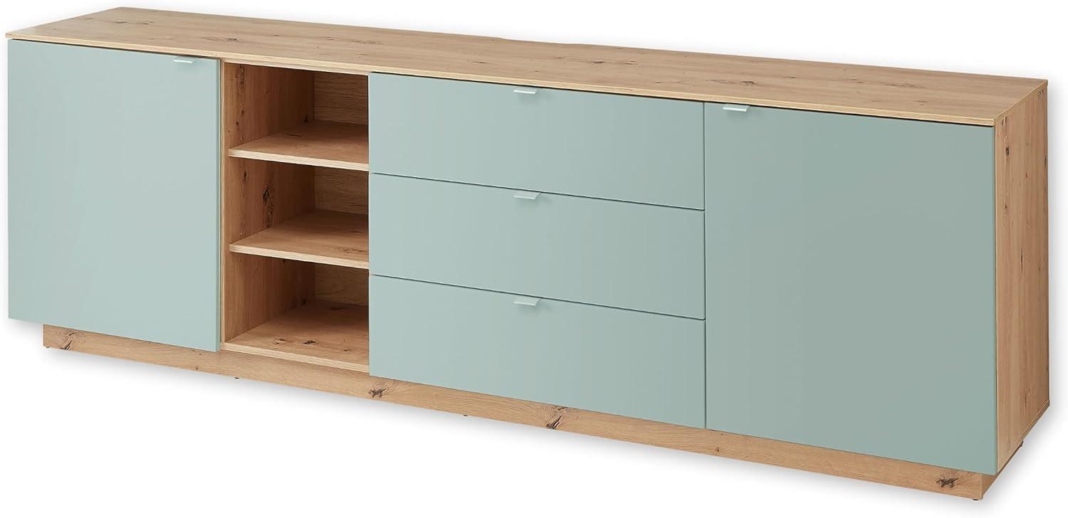 Stella Trading CORE TV-Sideboard in Schilf, Artisan Eiche Optik-Moderner Fernsehschrank mit Schubladen und viel Stauraum, Holzwerkstoff, 240 x 77 x 44 cm (B/H/T) Bild 1