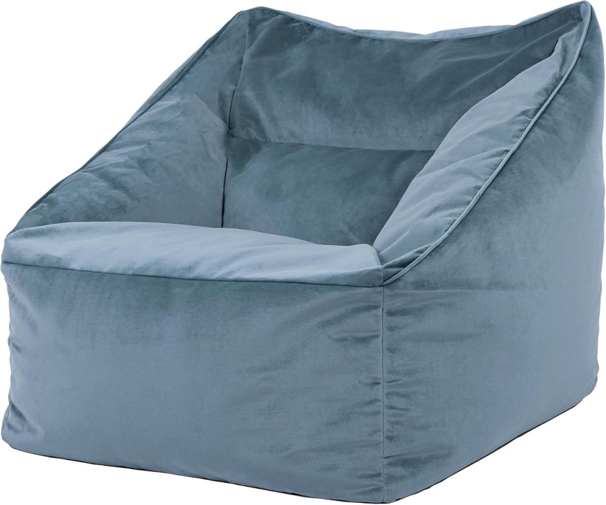 Icon Natalia Sitzsack Sessel, Hellblau, Samt, Riesen Sitzsack, Sitzsack für Erwachsene mit Füllung, Sessel Wohnzimmer, Sessel Schlafzimmer Bild 1