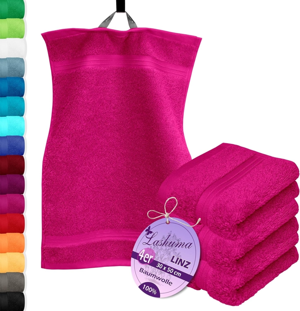 Lashuma Gästehandtücher Linz, Frottee (4-St), Damen Gästetücher pink 30x50 cm Bild 1