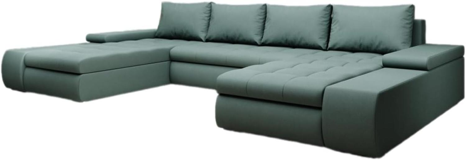 Designer Sofa Martino mit Schlaffunktion Stoff Grün Bild 1