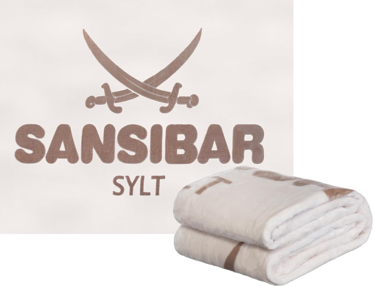 Sansibar 'Sylt' Wohndecke, Mikrofaser Fleece offwhite/taupe, 150 x 200 cm Bild 1