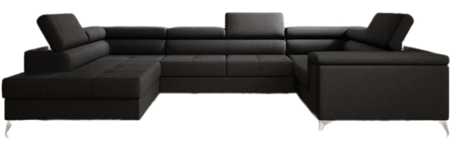 Designer Sofa Torino mit Schlaf- und Klappfunktion Stoff Schwarz Links Bild 1