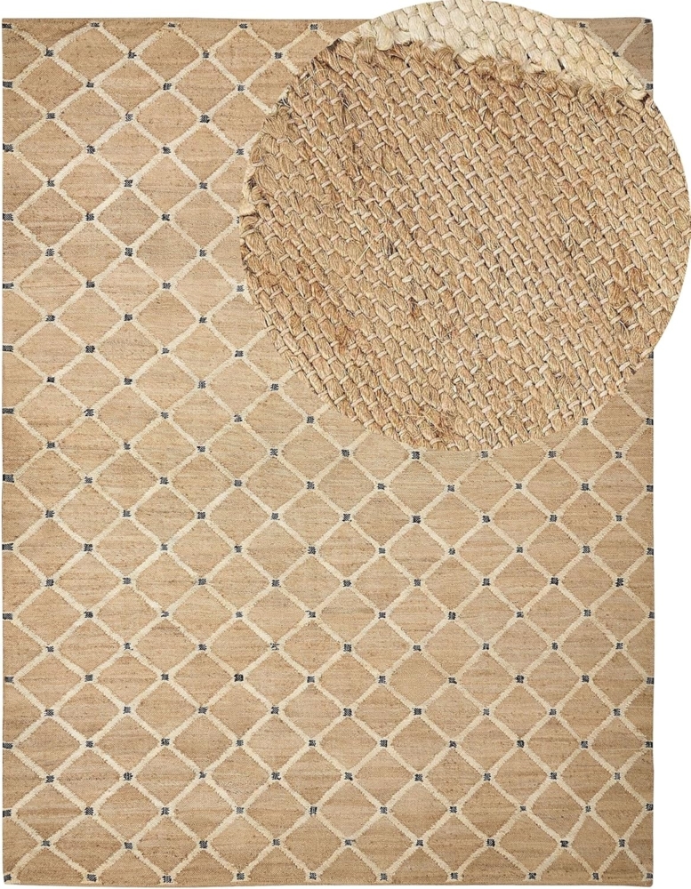Teppich Jute beige 300 x 400 cm geometrisches Muster Kurzflor KALEKOY Bild 1